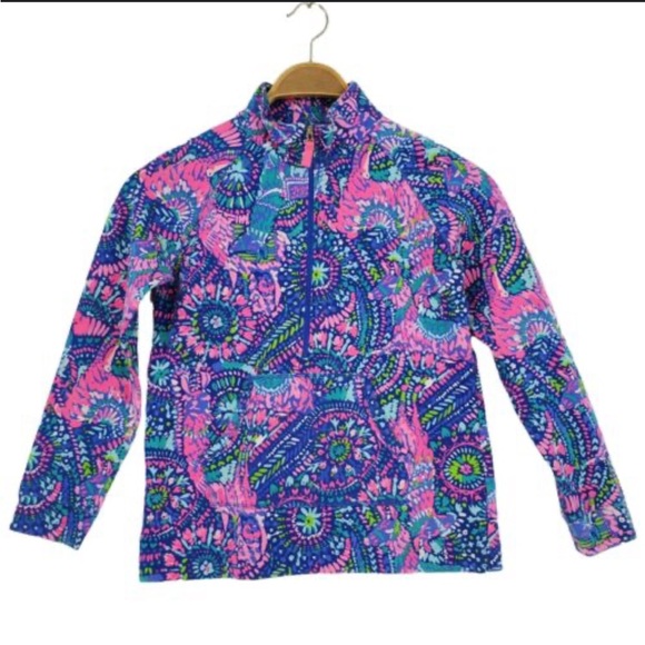 LILY PULITZER - MULTICOLOR ABSTRACT HALF ZIP MOCK NECK PULLOVER JACKET - Picture 1 of 4